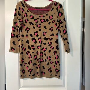 Cheetah with Pink Accents Long Sweater. Size Medium